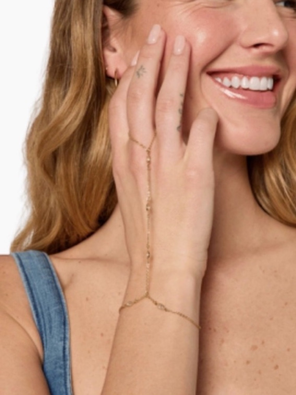 Crystal Haze Gold Crystal Hand Chain Bracelet Ring NWT